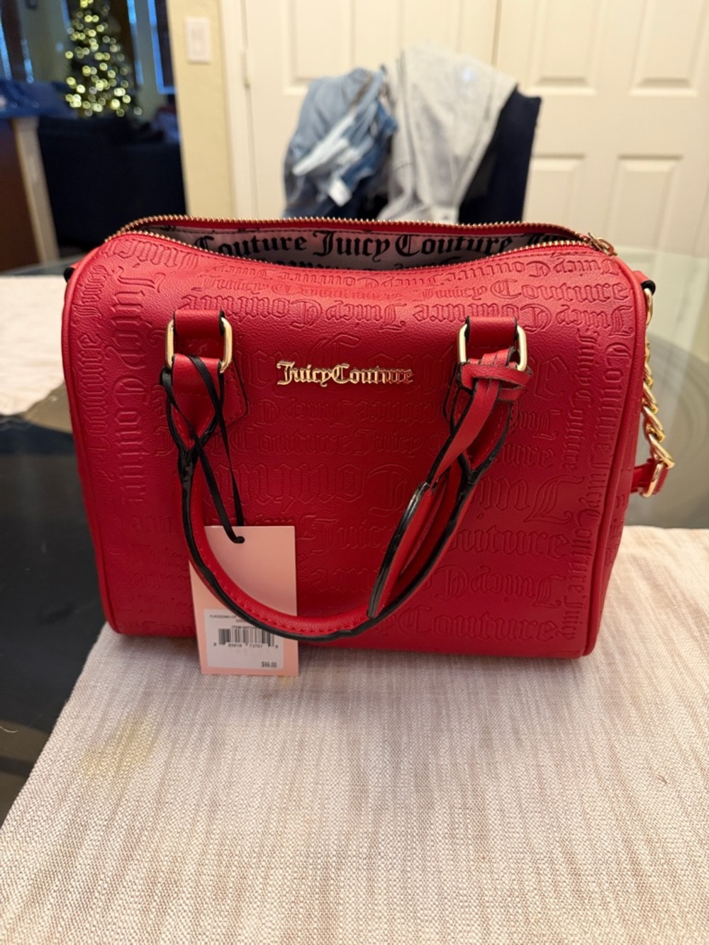 NWT Juicy Couture Red Embossed Satchel with Gold Hardware